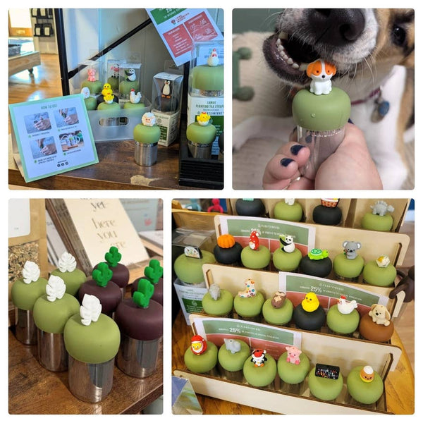 Beige Dog | Floating Tea Steeper | Green Base | Beige