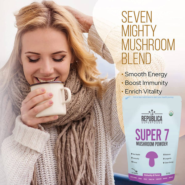 La Republica Organic SUPER 7 Fruiting Mushroom Powder