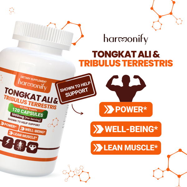 HARMONIFY Tongkat Ali for Men, Tribulus Terrestris Fruit Extract 120 Capsules, 1000 mg