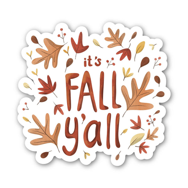 "It's fall y'all" Leafy Fall Season Sticker