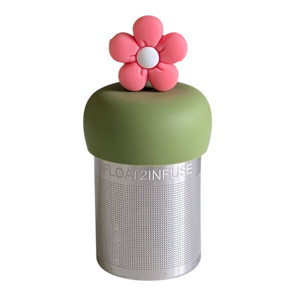 Coral Pink Daisy | Floating Tea Infuser | Green Base | Coral