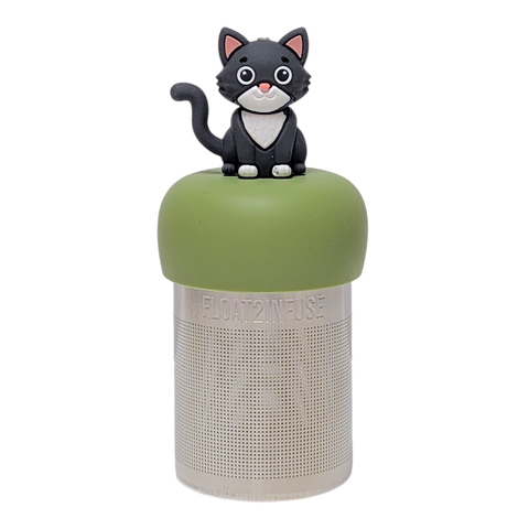 Cute Grey Cat | Floating Tea Infuser | Green Base | Grey