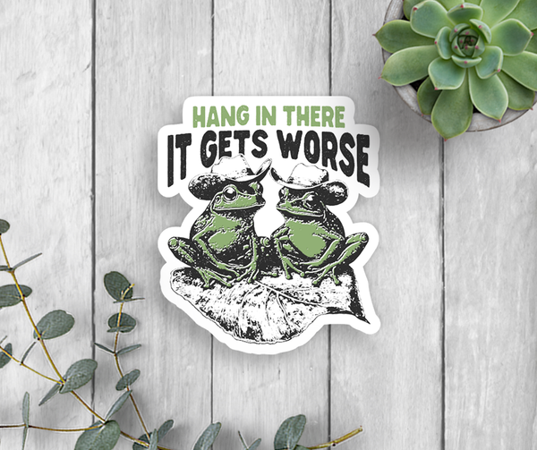 Hang In There Frogs Vinyl Sticker