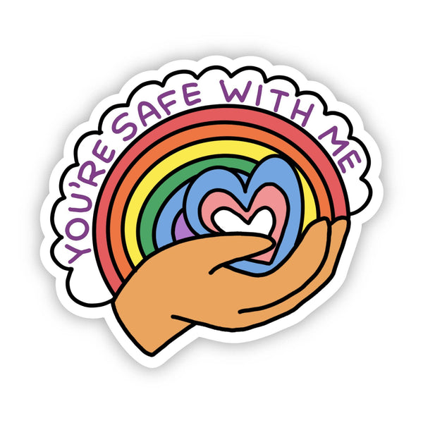 "You're Safe With Me" Pride Fan Sticker