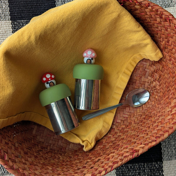 Mushroom Cottage | Floating Tea Steeper | Green Base | Red