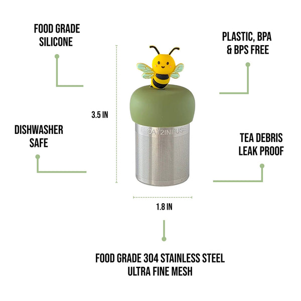 Floating Bumble Bee Tea Infuser I Green Base