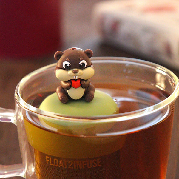 Heart Beaver| Floating Tea Infuser | Green Base | Dark Brown