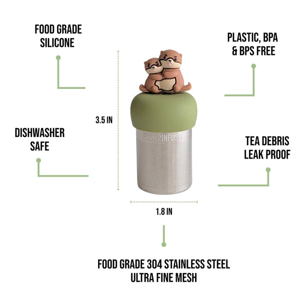 Mom & Baby Otter | Floating Tea Infuser | Green Base | Brown