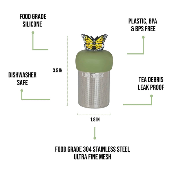 Yellow Butterfly | Floating Tea Infuser | Green Base |Yellow