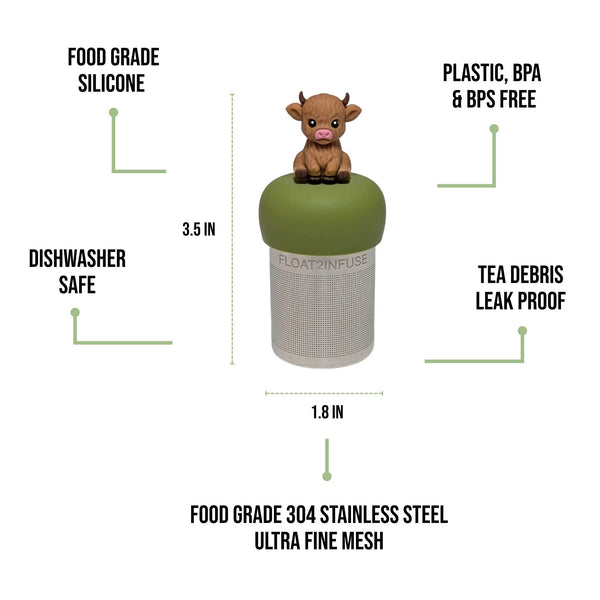 Light Brown Baby Cow | Floating Tea Infuser | Green Base