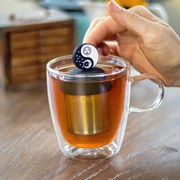 Yin Yang Sun Moon | Floating Tea Infuser | Black Base |Black