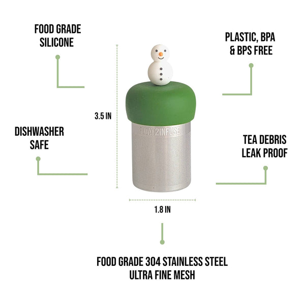 Snowman | Floating Tea Infuser | Green Base | White Snowman