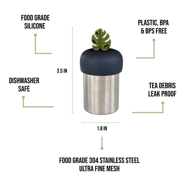 Monstera Leaf | Floating Tea Infuser |Black Base |Army Green