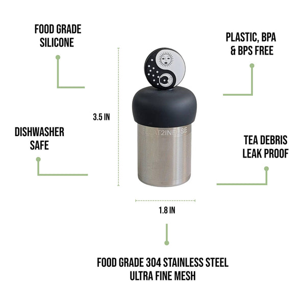 Yin Yang Sun Moon | Floating Tea Infuser | Black Base |Black