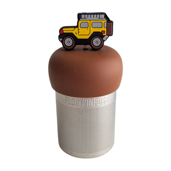 Jeep | Floating Tea Infuser | Light Brown Base | Yellow Jeep