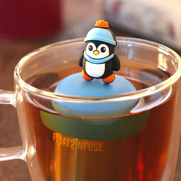 Winter Penguin | Floating Tea Infuser | Blue Base | Black