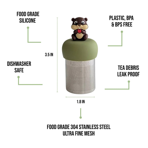 Heart Beaver| Floating Tea Infuser | Green Base | Dark Brown