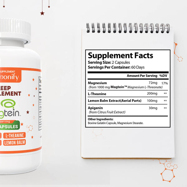 Magtein Magnesium L Threonate L Theanine LemonBalm Apigenin