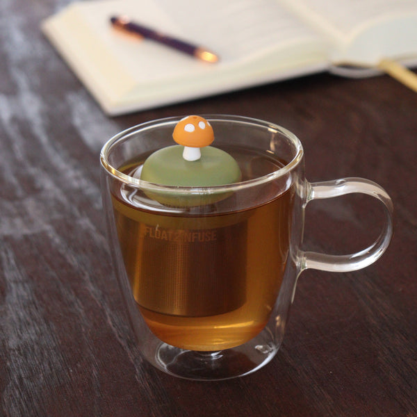 Mushroom | Floating Tea Infuser | Green Base | Yellow