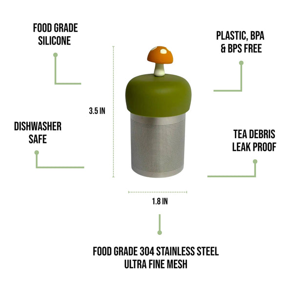 Mushroom | Floating Tea Infuser | Green Base | Yellow