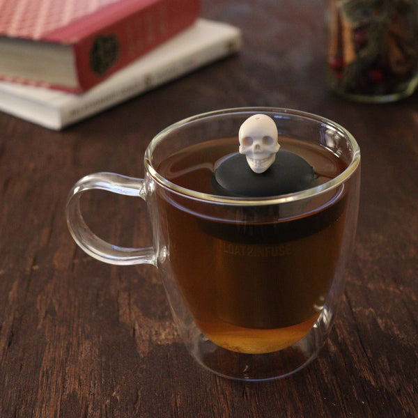 Ivory Skull | Floating Tea Infuser | Black Base | Ivory