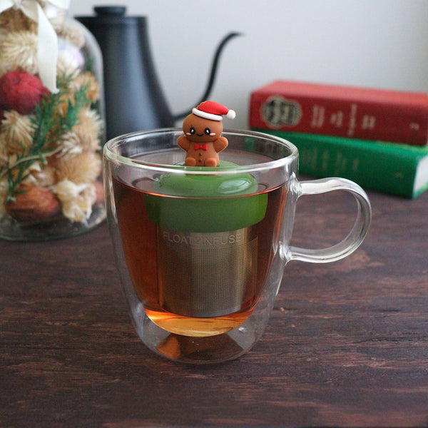 Santa Hat Gingerbreadman | Floating Tea Infuser | Green Base