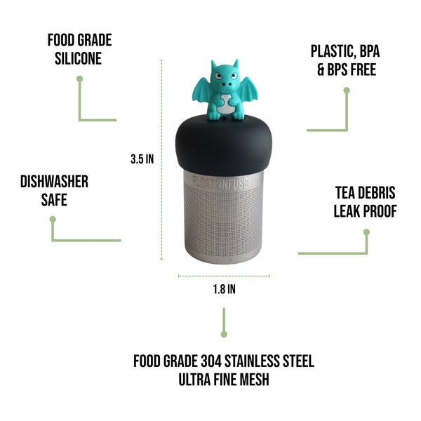 Mad Teal Dragon Floating Tea Infuser | Black Base | Teal