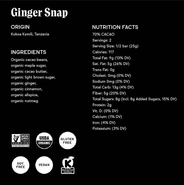 70% Ginger Snap Chocolate - Holiday Christmas Limited Batch