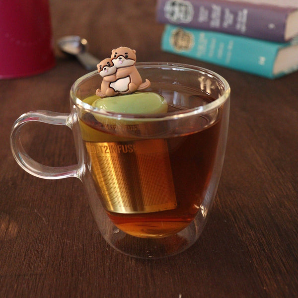 Mom & Baby Otter | Floating Tea Infuser | Green Base | Brown