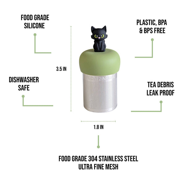 Halloween Cat | Floating Tea Infuser | Green Base | Black