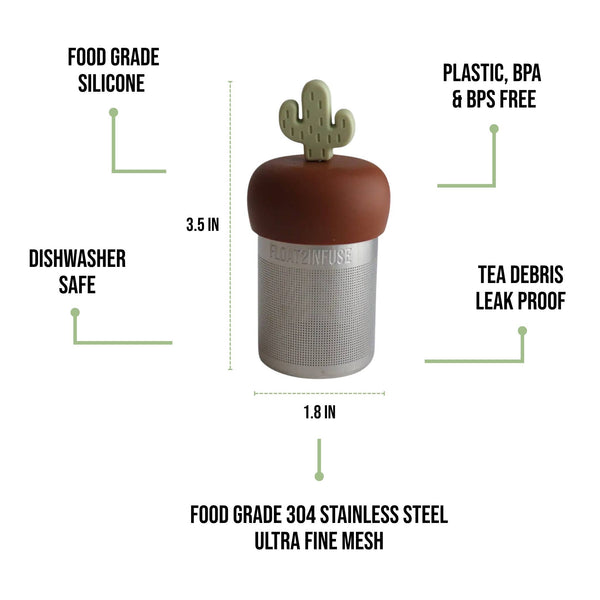 Light Green Cactus | Floating Tea Infuser | Light Brown Base