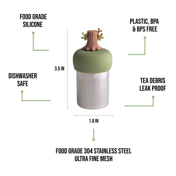 Tree Stump | Floating Tea Infuser | Green Base | Brown
