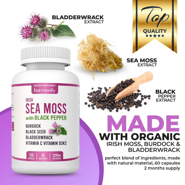 Sea Moss Black Seed Burdock Bladderwrack Vitamin D3 & K2