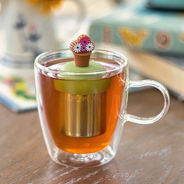 Flower Pot | Floating Tea Infuser | Green Base | Brown Pot