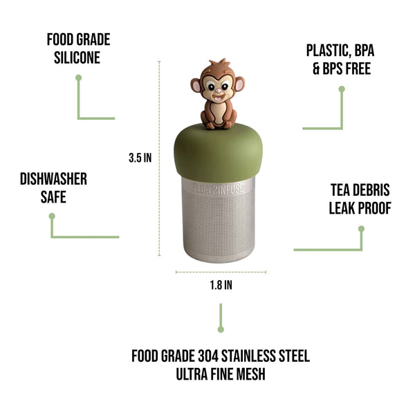 Monkey | Floating Tea Infuser | Green Base | Brown Monkey