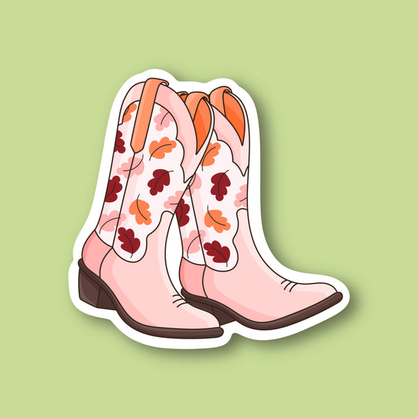 Western Fall Cowgirl Boot Sticker