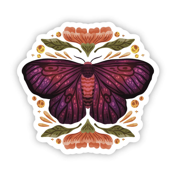 Moth Elegant Floral Sticker