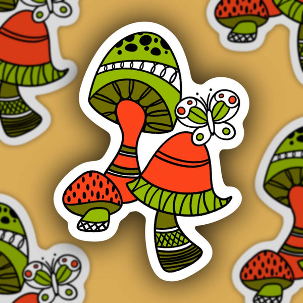 Funky Retro Mushroom, 70’s inspired sticker