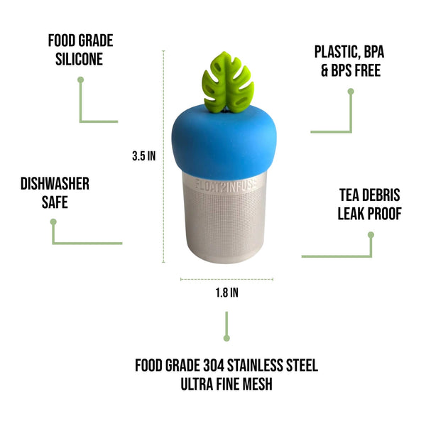Bright Green Monstera | Floating Tea Infuser | Blue Base