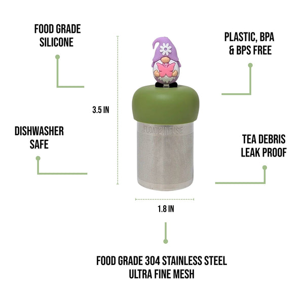 Butterfly Gnome | Floating Tea Infuser | Green Base | Purple