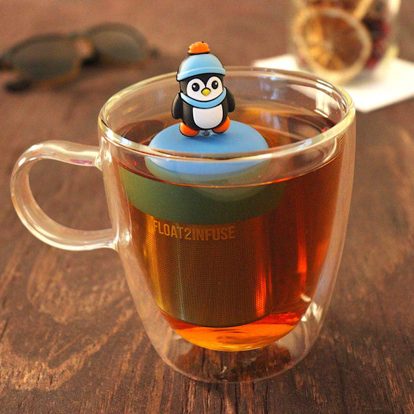 Winter Penguin | Floating Tea Infuser | Blue Base | Black