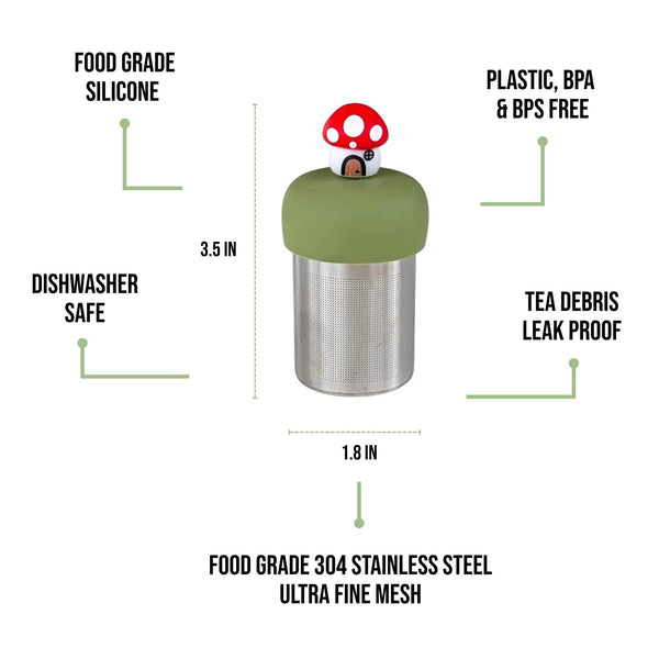 Mushroom Cottage | Floating Tea Steeper | Green Base | Red