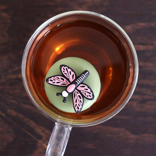 Pink Dragonfly | Floating Tea Infuser | Green Base | Pink