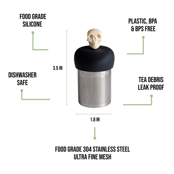 Ivory Skull | Floating Tea Infuser | Black Base | Ivory