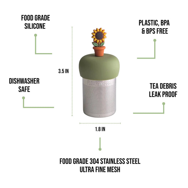 Potted Sunflower | Floating Tea Infuser | Green Base |Yellow