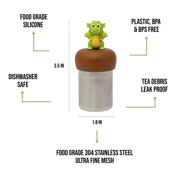 Bright Green Dragon| Floating Tea Infuser | Light Brown Base