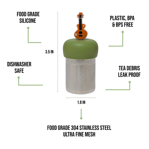 Guitar | Floating Tea Infuser | Green Base | Brown Guitar