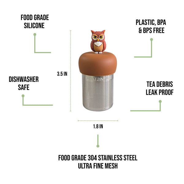 Owl  | Floating Tea Steeper | Light Brown Base | Brown Owl