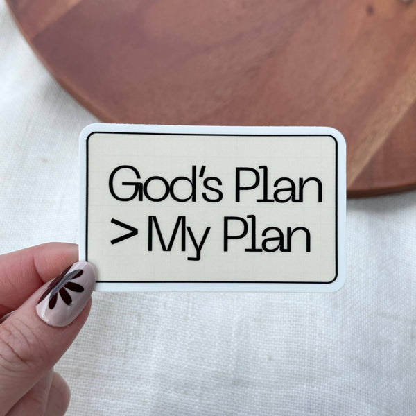 God's Plan > My Plan Christian Faith Text Sticker