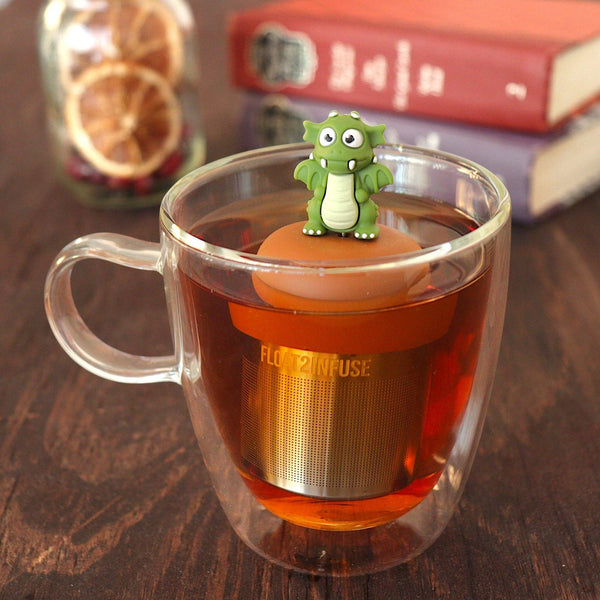 Dark Green Dragon| Floating Tea Infuser | Light Brown Base